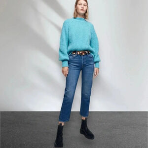 MAJE Alpaca & Wool Blend Sweater Jumper in Aqua Blue Size L